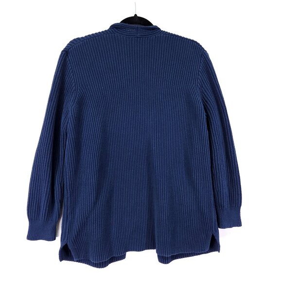 Madewell Nolan Cardigan Women's *Medium Open Front Navy Blue Ribbed Knit Sweater - Picture 2 of 12